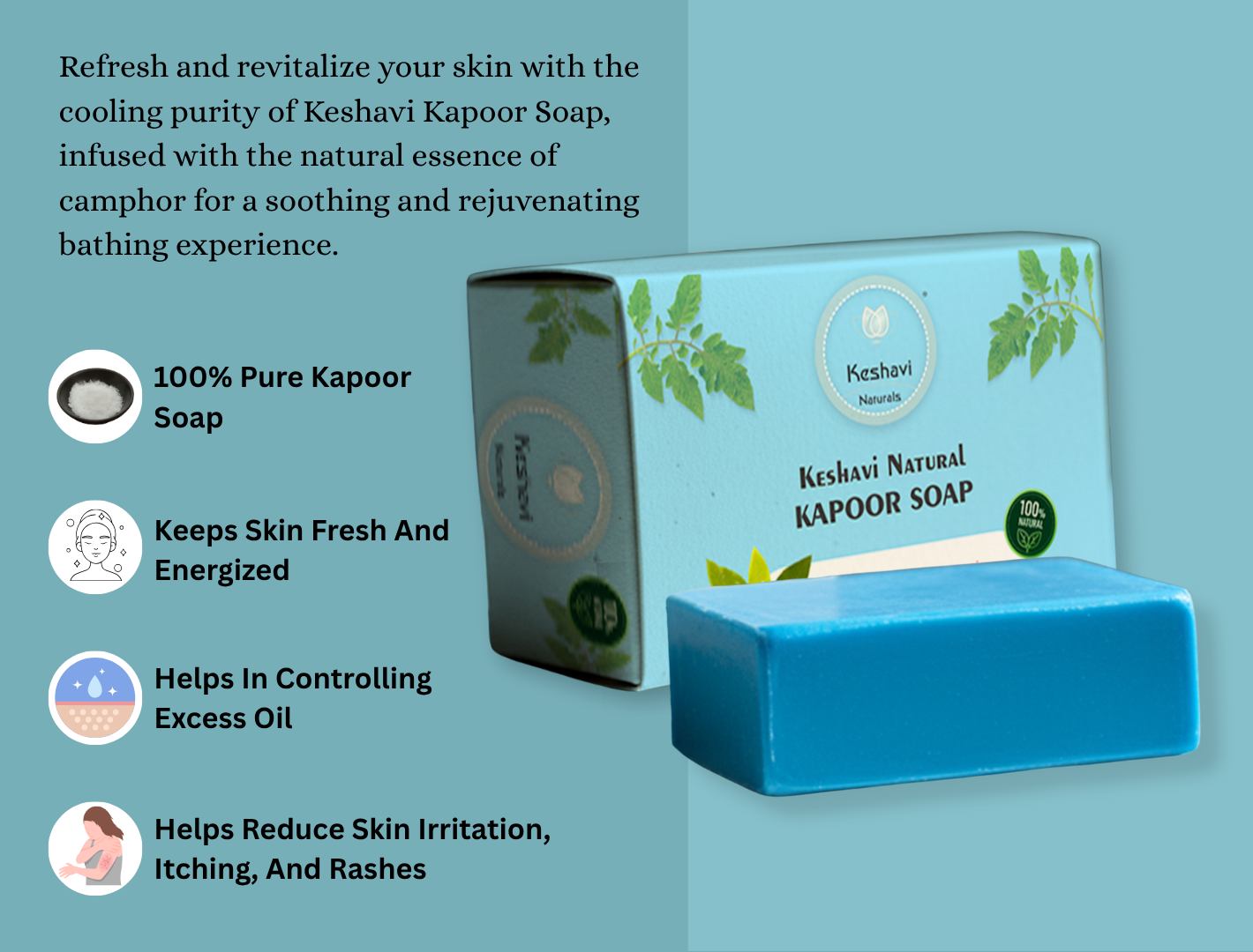 Keshvi Naturals Kapoor Soap – Pack of 5 | 100% Natural Bath Bars