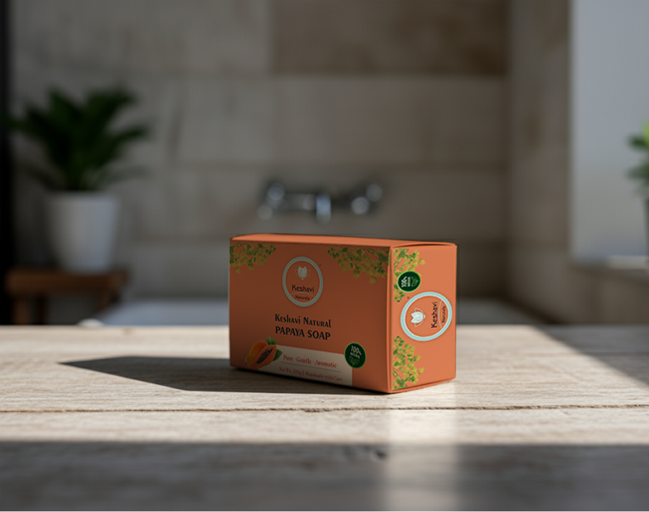Keshvi Naturals Papaya Soap – Pack of 5 | 100% Natural Bath Bars