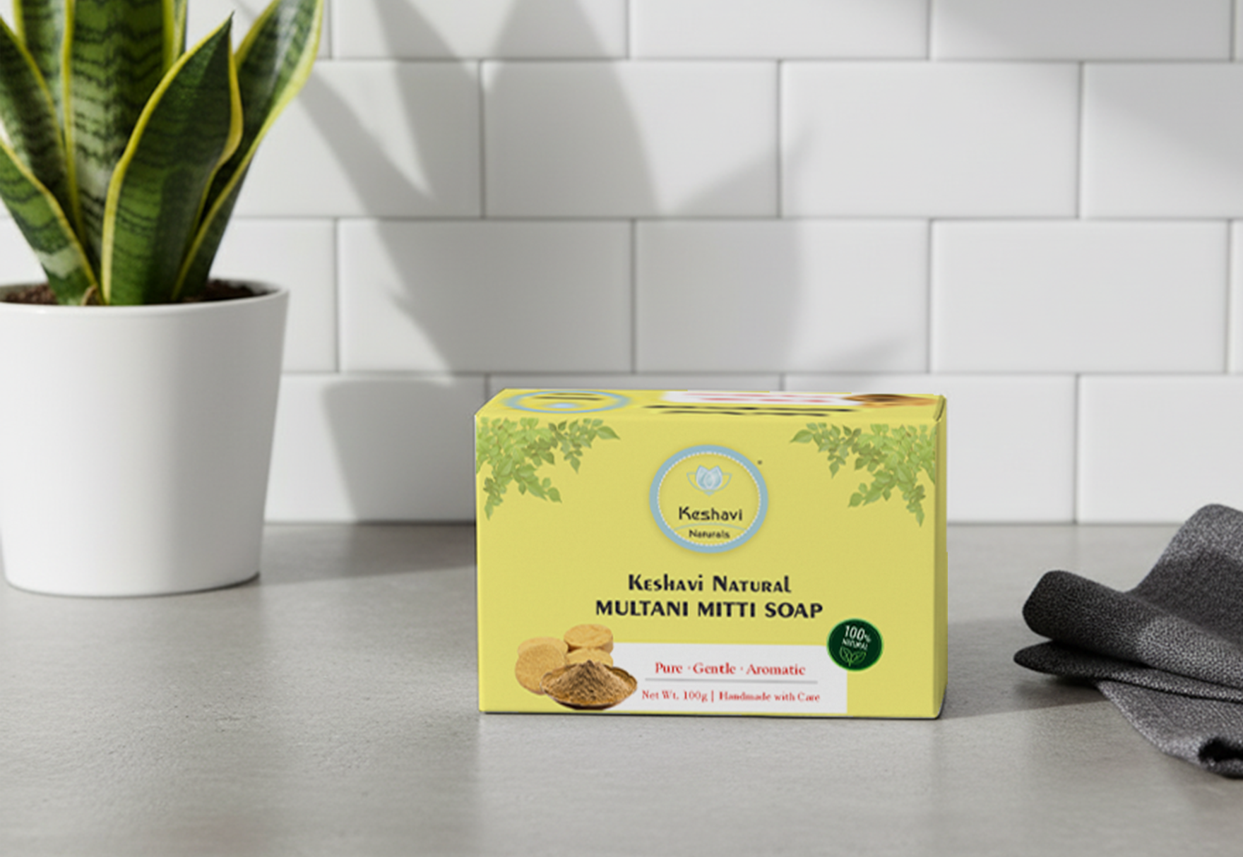 Keshvi Naturals Multani Mitti Soap – Pack of 5 | 100% Natural Bath Bars