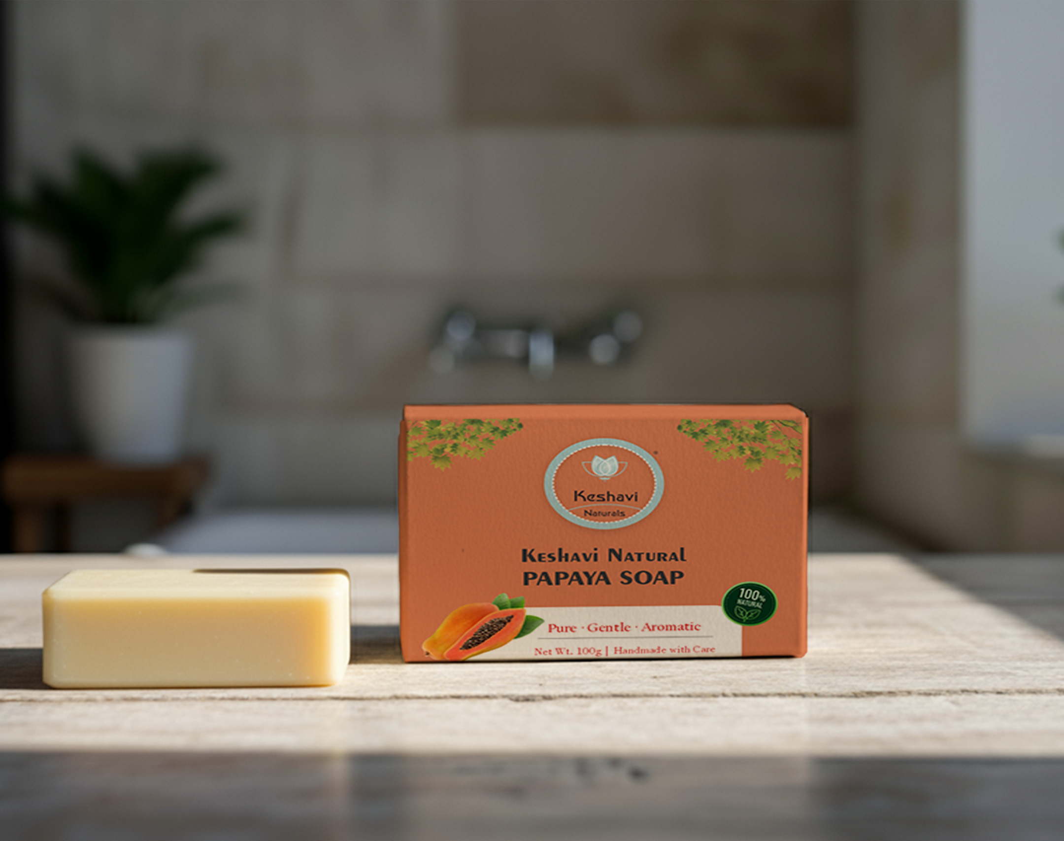 Keshvi Naturals Papaya Soap – Pack of 5 | 100% Natural Bath Bars