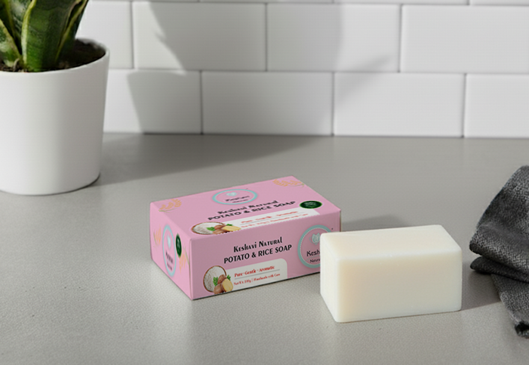 Keshvi Naturals Potato & Rice Soap – Pack of 5 | 100% Natural Bath Bars