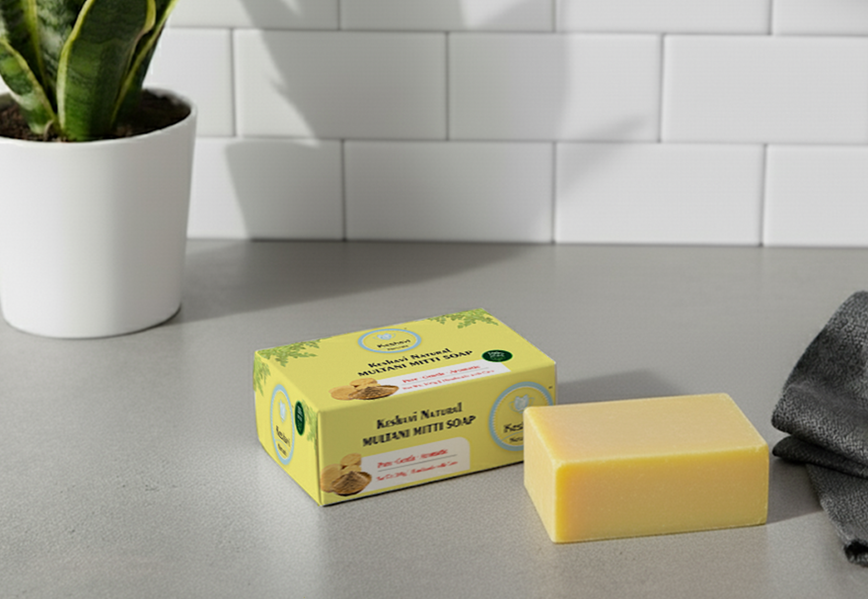 Keshvi Naturals Multani Mitti Soap – Pack of 5 | 100% Natural Bath Bars
