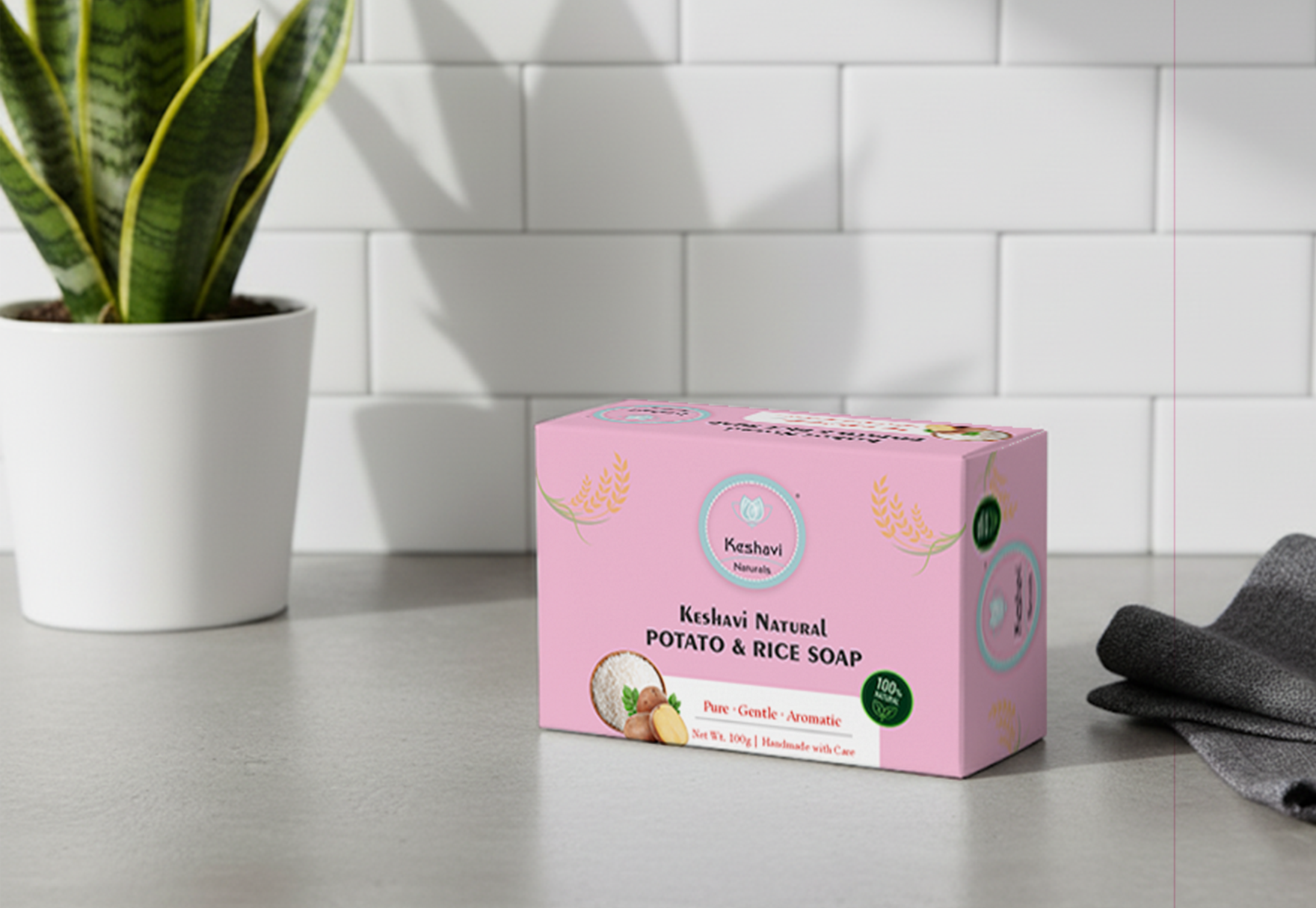 Keshvi Naturals Potato & Rice Soap – Pack of 5 | 100% Natural Bath Bars