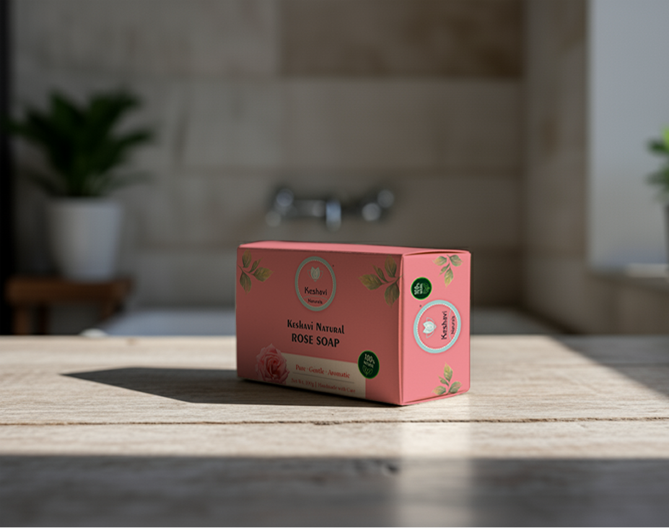 Keshvi Naturals Rose Soap – Pack of 5 | 100% Natural Bath Bars