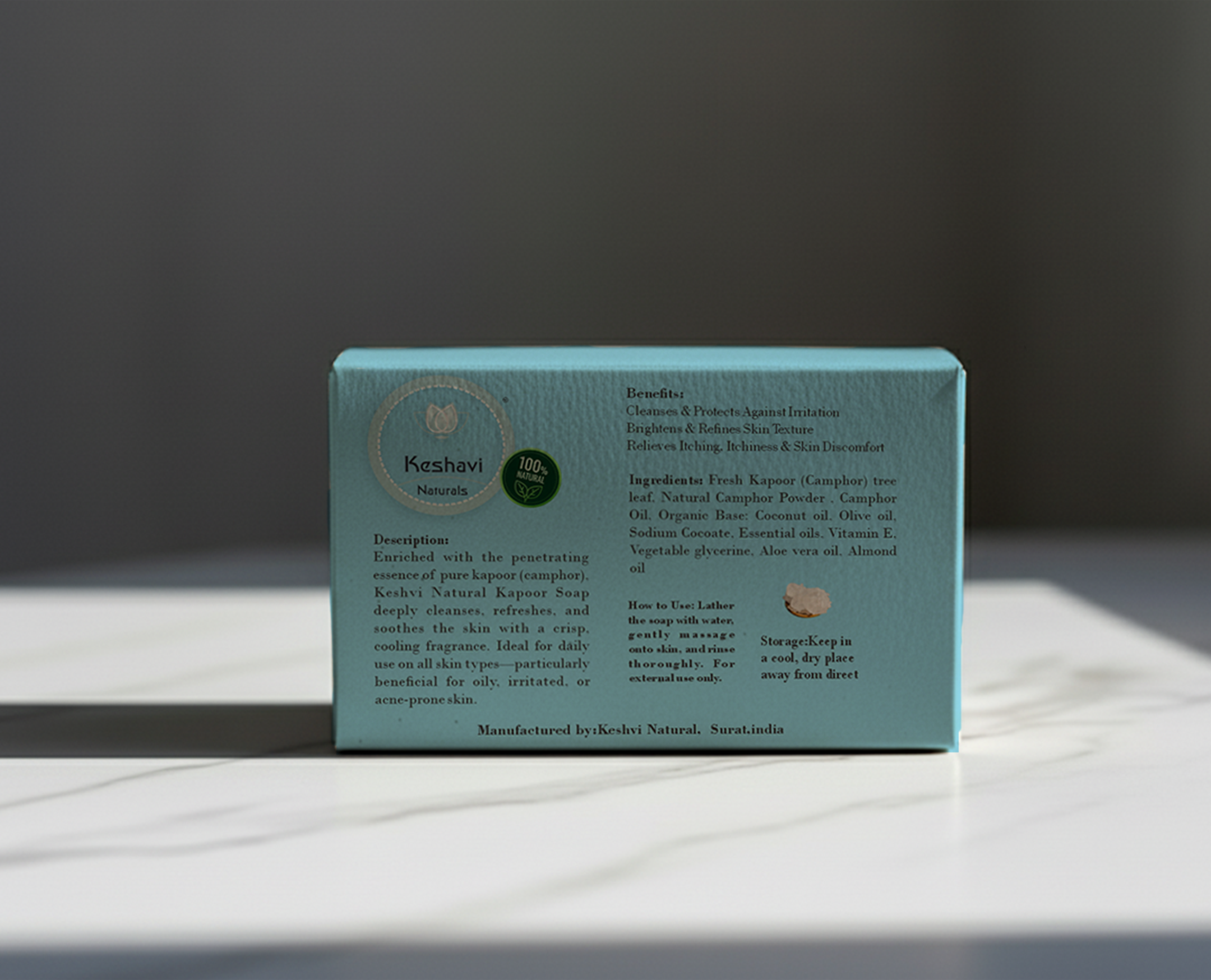 Keshvi Naturals Kapoor Soap – Pack of 5 | 100% Natural Bath Bars