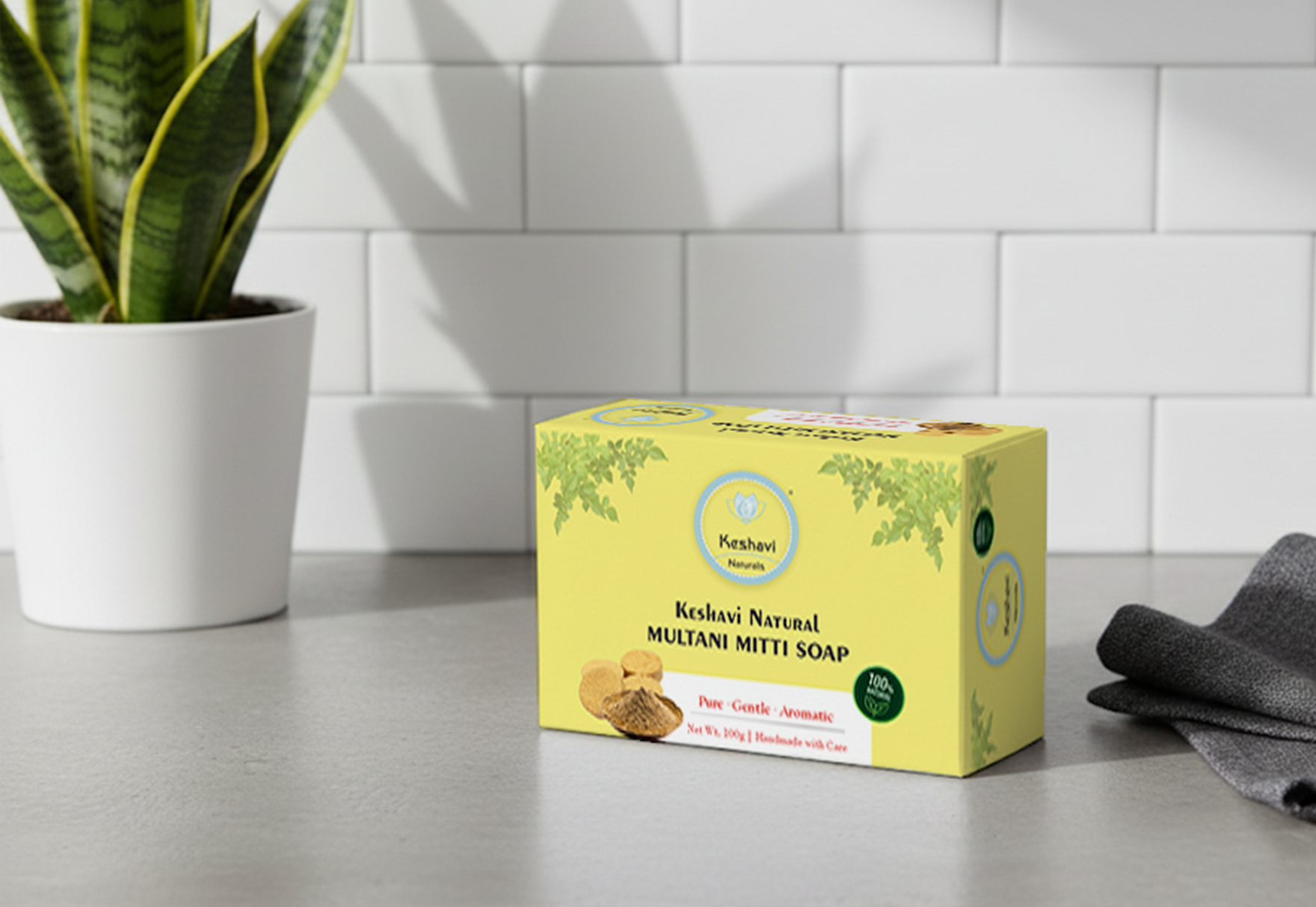 Keshvi Naturals Multani Mitti Soap – Pack of 5 | 100% Natural Bath Bars