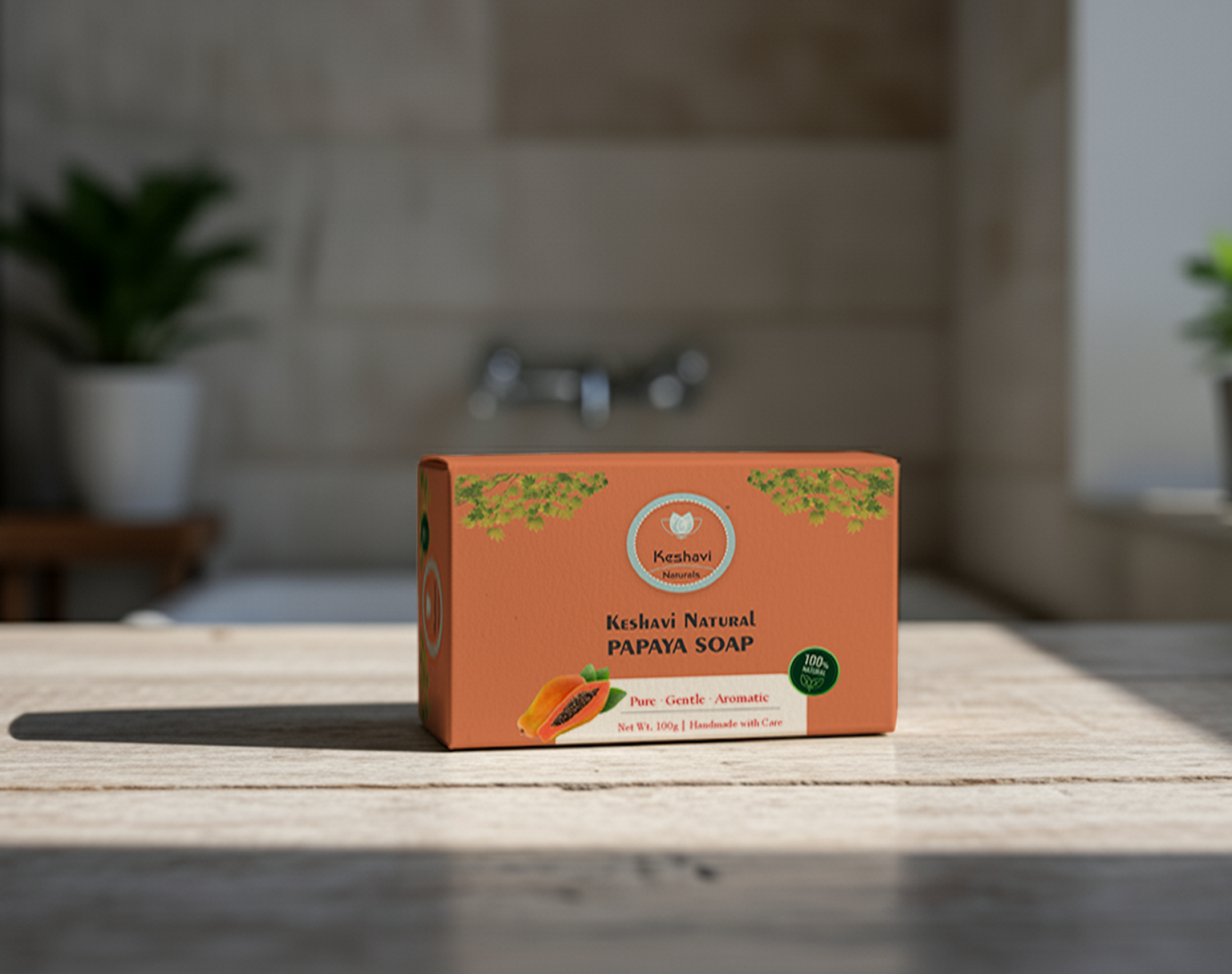 Keshvi Naturals Papaya Soap – Pack of 5 | 100% Natural Bath Bars