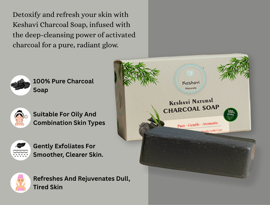 Keshavi Naturals Charcoal Soap – Pack of 5 | 100% Natural Bath Bars