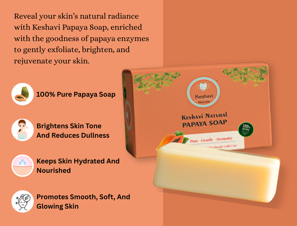 Keshvi Naturals Papaya Soap – Pack of 5 | 100% Natural Bath Bars