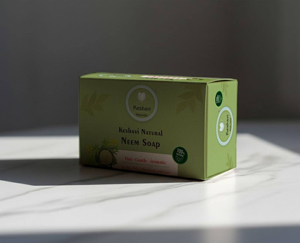 Keshvi Naturals Neem Soap – Pack of 5 | 100% Natural Bath Bars
