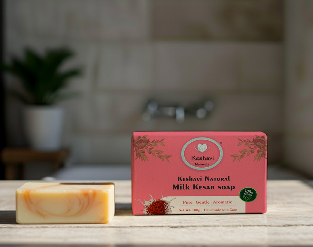 Keshvi Naturals Milk Kesar Soap – Pack of 5 | 100% Natural Bath Bars
