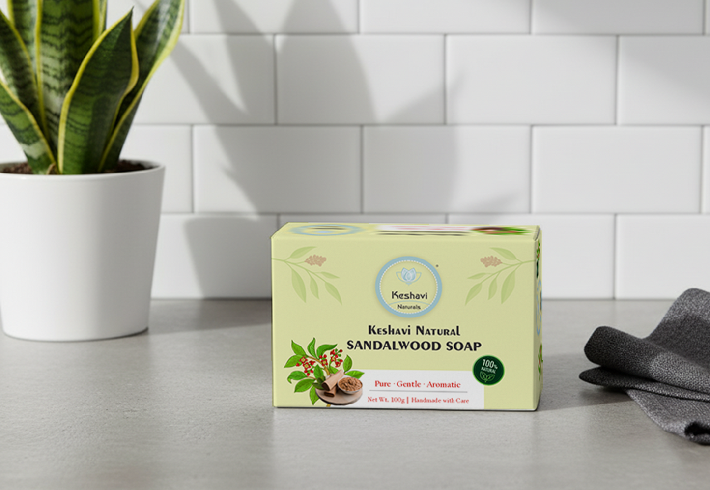 Keshvi Naturals Sandalwood Soap – Pack of 5 | 100% Pure Ayurvedic Bath Bar for Glowing & Youthful Skin