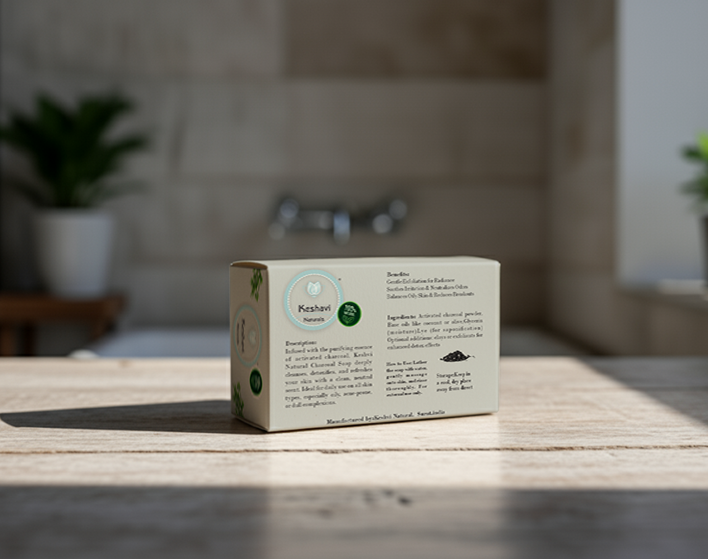 Keshavi Naturals Charcoal Soap – Pack of 5 | 100% Natural Bath Bars