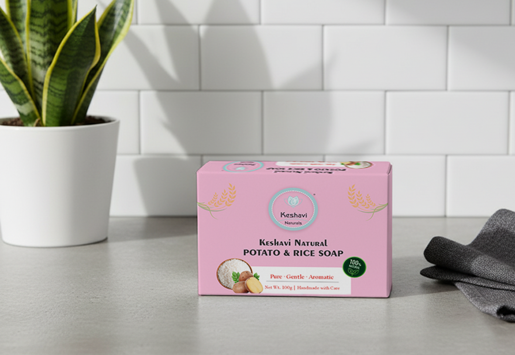 Keshvi Naturals Potato & Rice Soap – Pack of 5 | 100% Natural Bath Bars