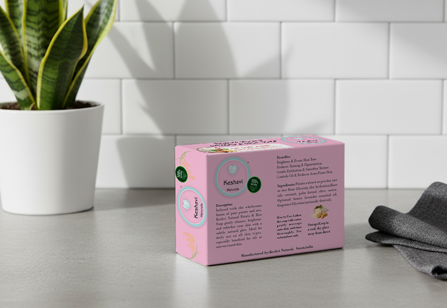 Keshavi Naturals Potato & Rice Soap – Pack of 5 | 100% Natural Bath Bars