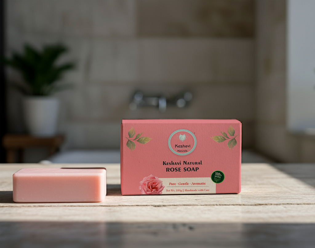Keshvi Naturals Rose Soap – Pack of 5 | 100% Natural Bath Bars